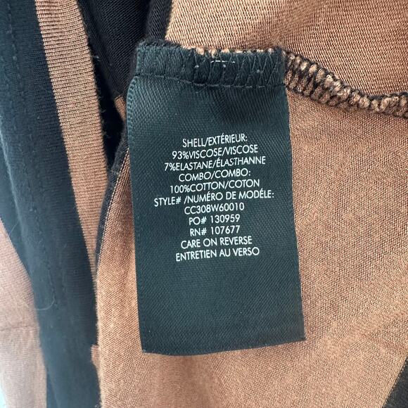 Alice + Olivia Colorblock Stripe Medium Brown Black Henley Pullover Long Sleeve - Picture 8 of 8